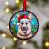 German Shepherd White in Santa Hat Suncatcher Decoration